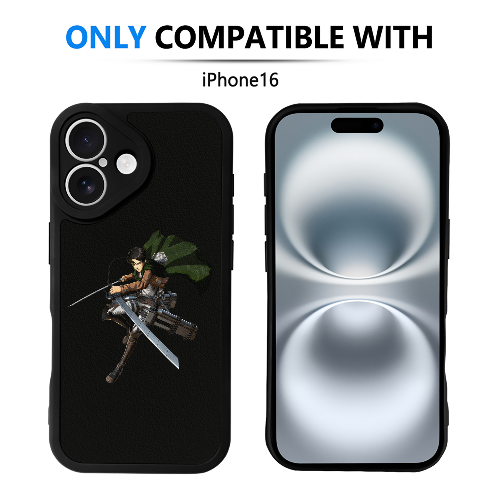 （画像用） 進撃の巨人 リヴァイ·アッカーマン Attack on Titan Levi Ackerman 【iPhone 16シリーズ対応】シリコンスマホケース（レザー調） 材質：シリコン